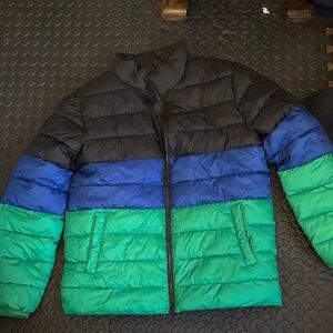 Nordstrom Black, Blue, Green Colorblock Puffer Jacket